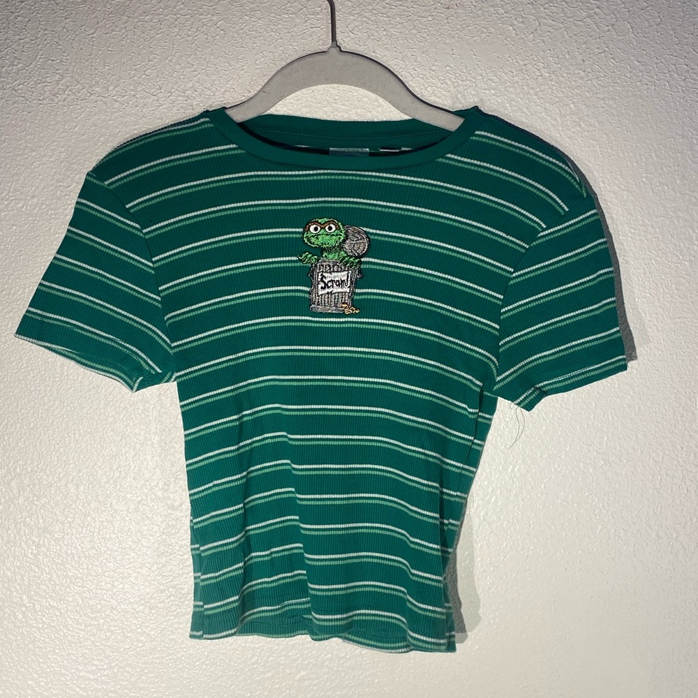 2 short sleeve carton print stripped shirts